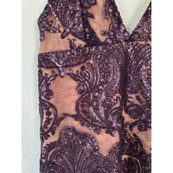 Free People Sequin dress Purple Night Shimmers Mini sleeveless vneck eras tour - Picture 4 of 8